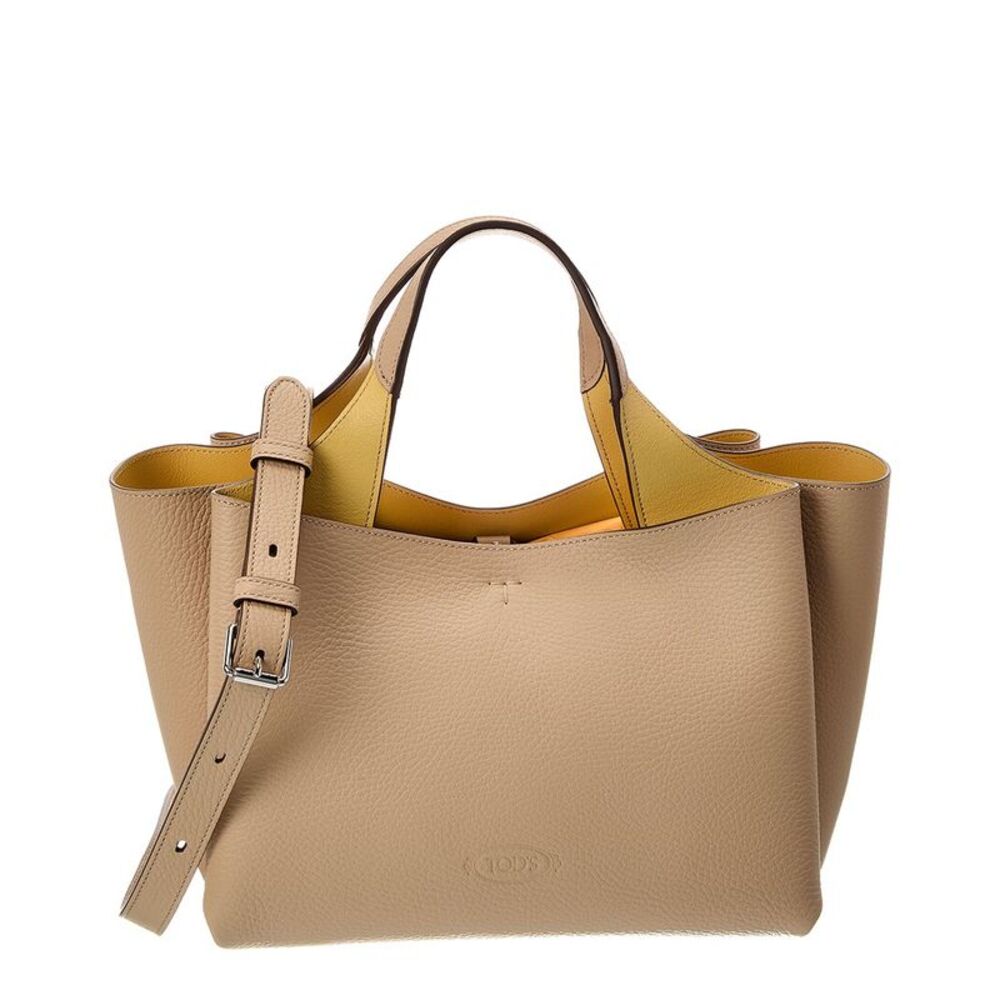 Tod's T Timeless Pendant Mini Leather Tote, Beige